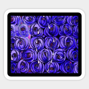 BLUE ROSES AND TEARDROPS Art Nouveau Floral Sticker